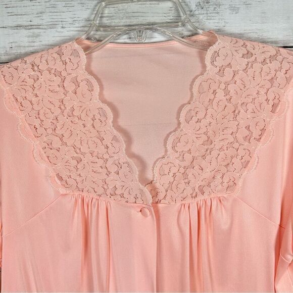 Henson Kickernick Vintage Peach Lacy Nylon Robe Hollywood Glamour 6879 Medium - Picture 3 of 8